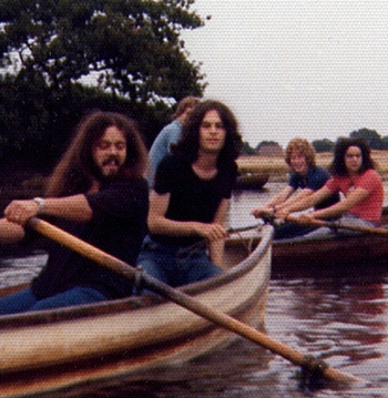 Paul Jeffreys and friends boating on the lake at Whipps Cross
